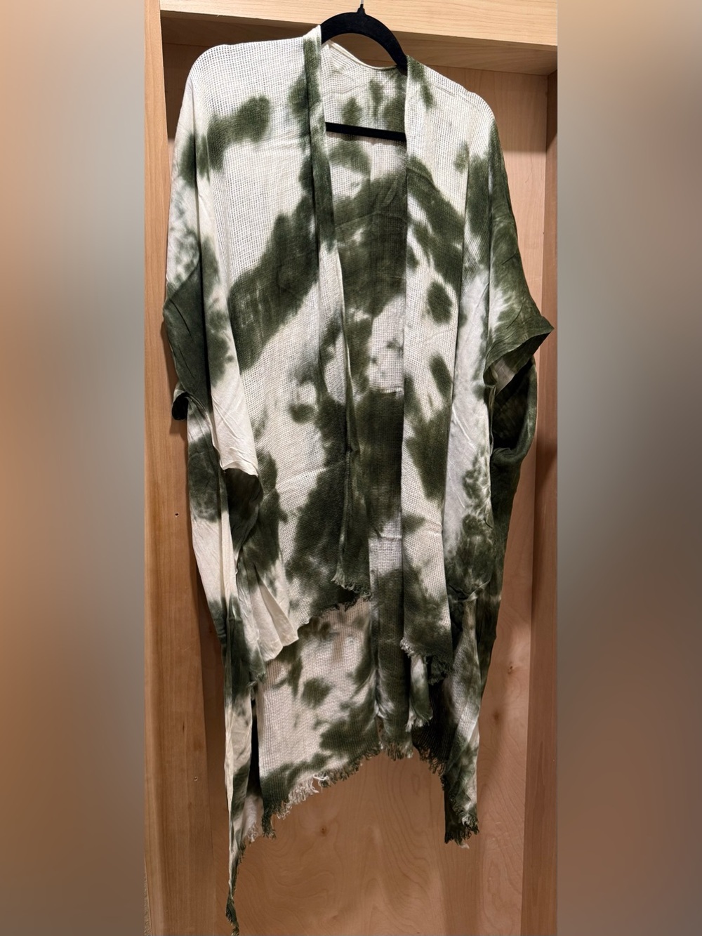 Raj Tie-Dye Open Front Kimono Cardigan in Olive Green & Cream New